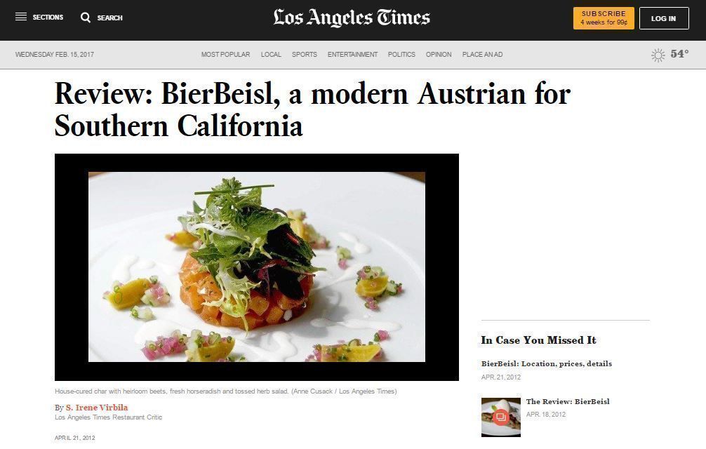 Austrian Restaurant BierBeisl Los Angeles Beverly Hills try Pumpkin Seed Oil