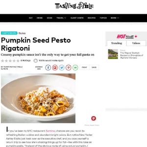 Pumpkin Seed Pesto Rigatoni