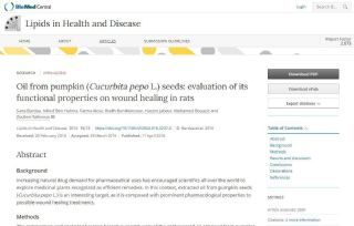 Screenshot Oil from pumpkin (Cucurbita pepo L.) seeds: evaluation of its functional properties on wound healing in rats 