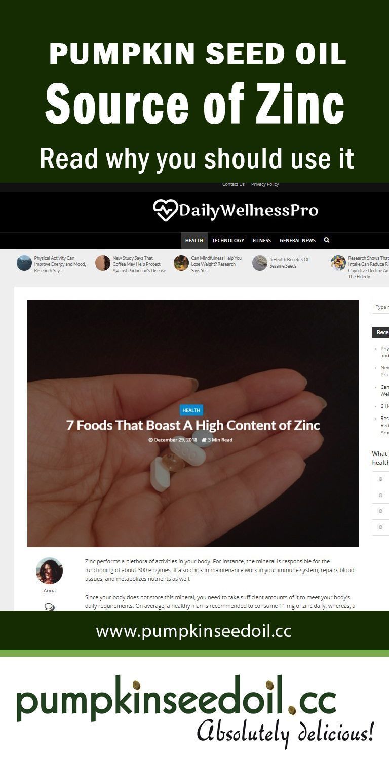 Pumpkin Seed Oil Boasts A High Content of Zinc