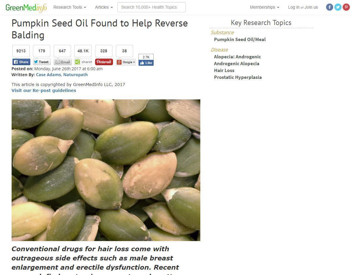 Pumpkin Seed Oil Helps To Reverse Balding